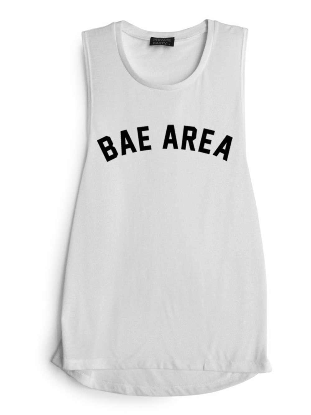 Private Party White Bae Area Tank Top Womens Small bae area graphic print top